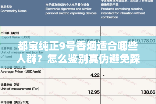 都宝纯正9号香烟适合哪些人群？怎么鉴别真伪避免踩坑？